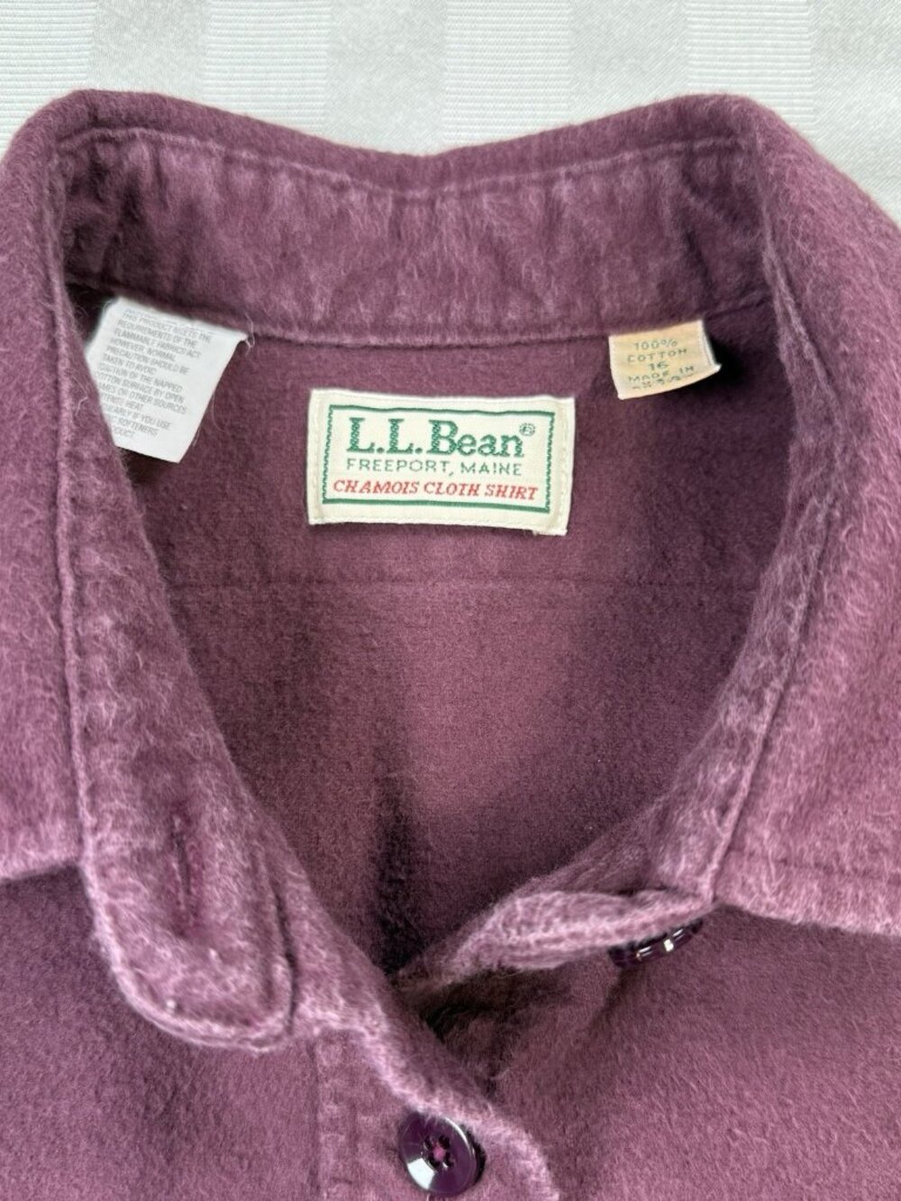 Vintage LL Bean Chamois Cloth Shirt Women’s 16 Burgundy Button Front USA 1993 - Picture 3 of 16